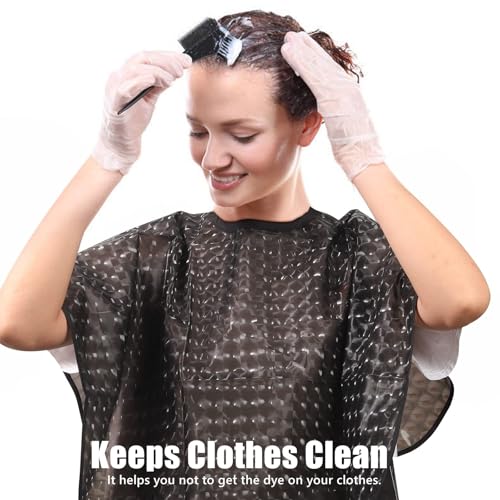 YELEGAI Waterproof unisex-adult Hair Dye Cape,Short Comb-Out Capes for Hair Stylist,Makeup Apron for Hair Color, (2, Black) - Thumbnail 2