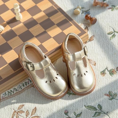 Image of GINFIVE Toddler Girls Dress Shoes Little Kids Flats School Mary Janes Shoes