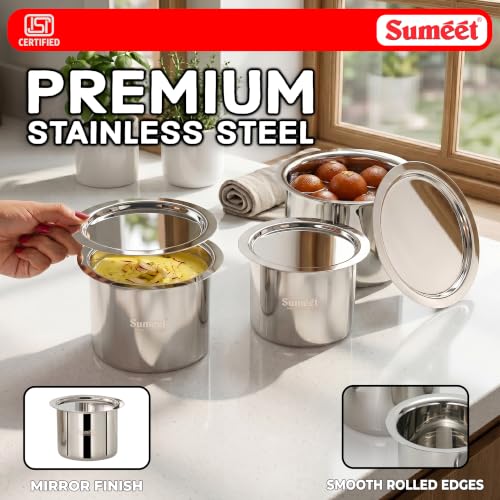 Image of Sumeet ISI Certified Stainless Steel Ganj /Milk Boiler /Tope Set, Silver