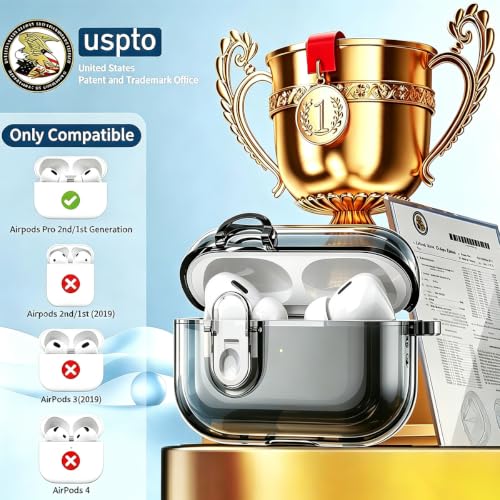 Image of OTOPO for Airpods Pro 2 /1 Case Clear with Lock Cleaning Kit, Soft TPU Transparent AirPods Pro 2nd Generation Protective Cover Skin Women Men for Apple Airpods Pro 2023 /2022 /2019 Charging Case