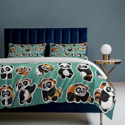 Housse de couette panda en microfibre douce et thermorégulatrice