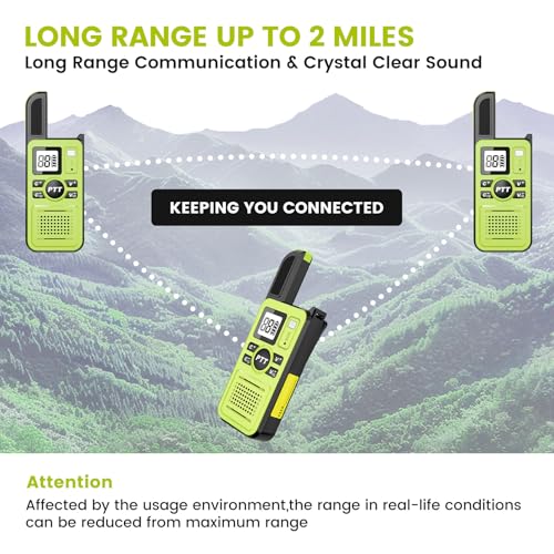 Image of Super Mini Walkie Talkies Long Range with Earpiece, Portable 2 Way Radios | ﻿Walkie Talkie for Adults, 22 Channel, Up to 24 Hours Battery Life,Clear Communication for Team, Restaurants, Outdoor, Green