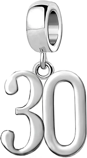 JMQJewelry 10 13th 16 18th 21 30th 40 50 60th Charm Lucky Number Happy Birthday Dangle Charms for Bracelet Christmas Fits Pandora Bracelet Halloween