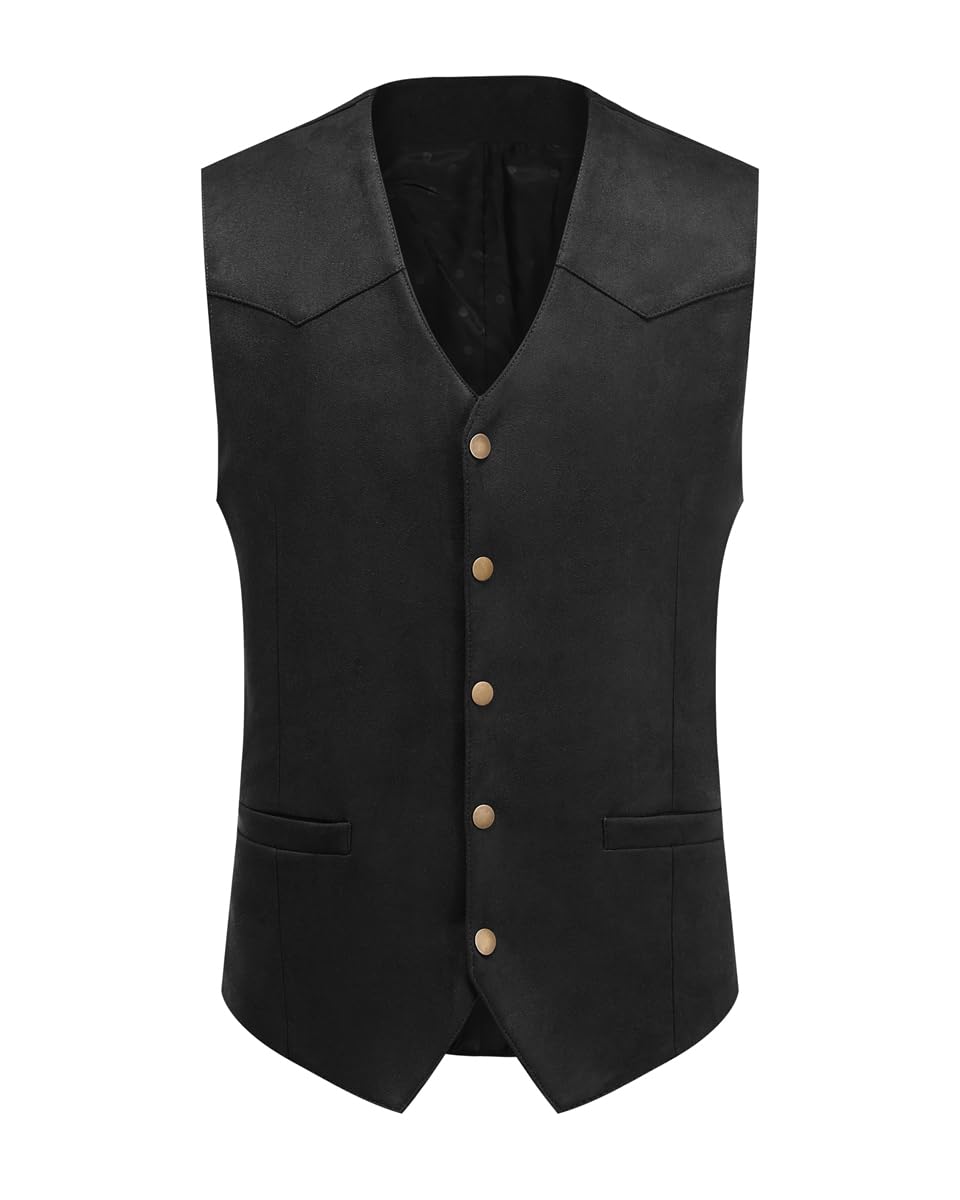 Allthemen Gilet Homme Vintage Rétro Veste sans Manche en Daim Slim Fit Casual Business