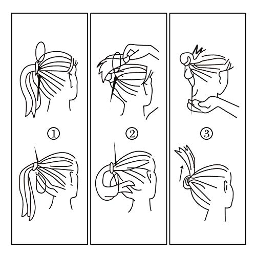 Sunbaca Conjunto de ferramentas de cauda de cabelo Bun Maker Laços de cabelo em espiral Lado Pente P