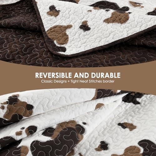 Image of Cabin Cow Quilt King Size - 100% Cotton Western Bedding Set