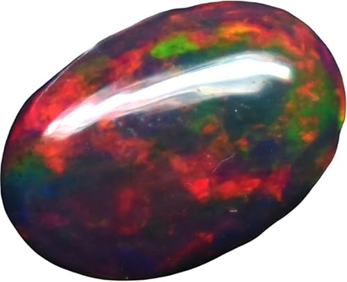 OPAL_WORLD Lot de 10 cabochons ovales d'opale noire éthiopienne de 8 x 10 mm, opale de feu en vrac, opale welo, opale éthiopienne noire de qualité AAA, 10 pièces pour la fabrication de bijoux |
