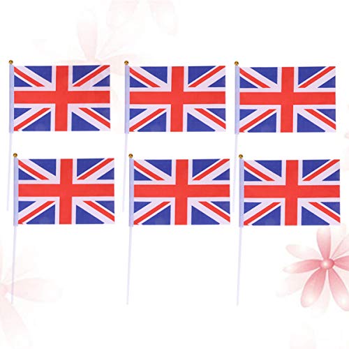 Banner de bandeira do Reino Unido com 20 peças de mini bandeiras nacionais de topo redondo para even