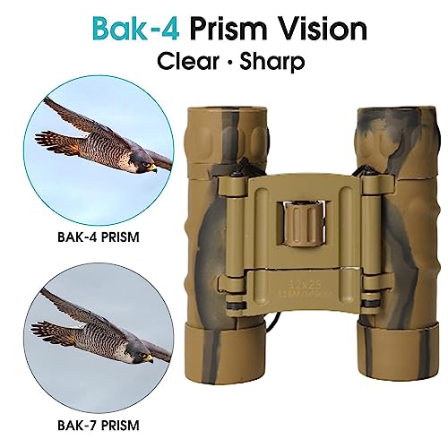 12X25 Smaill Binoculars For Adults And Kids, Premium High Power Easy Focus Binocular With Clear Low Light Vision, Compact Telescope For Bird Watching/Hunting/Sightseeing/Concert #TOP1