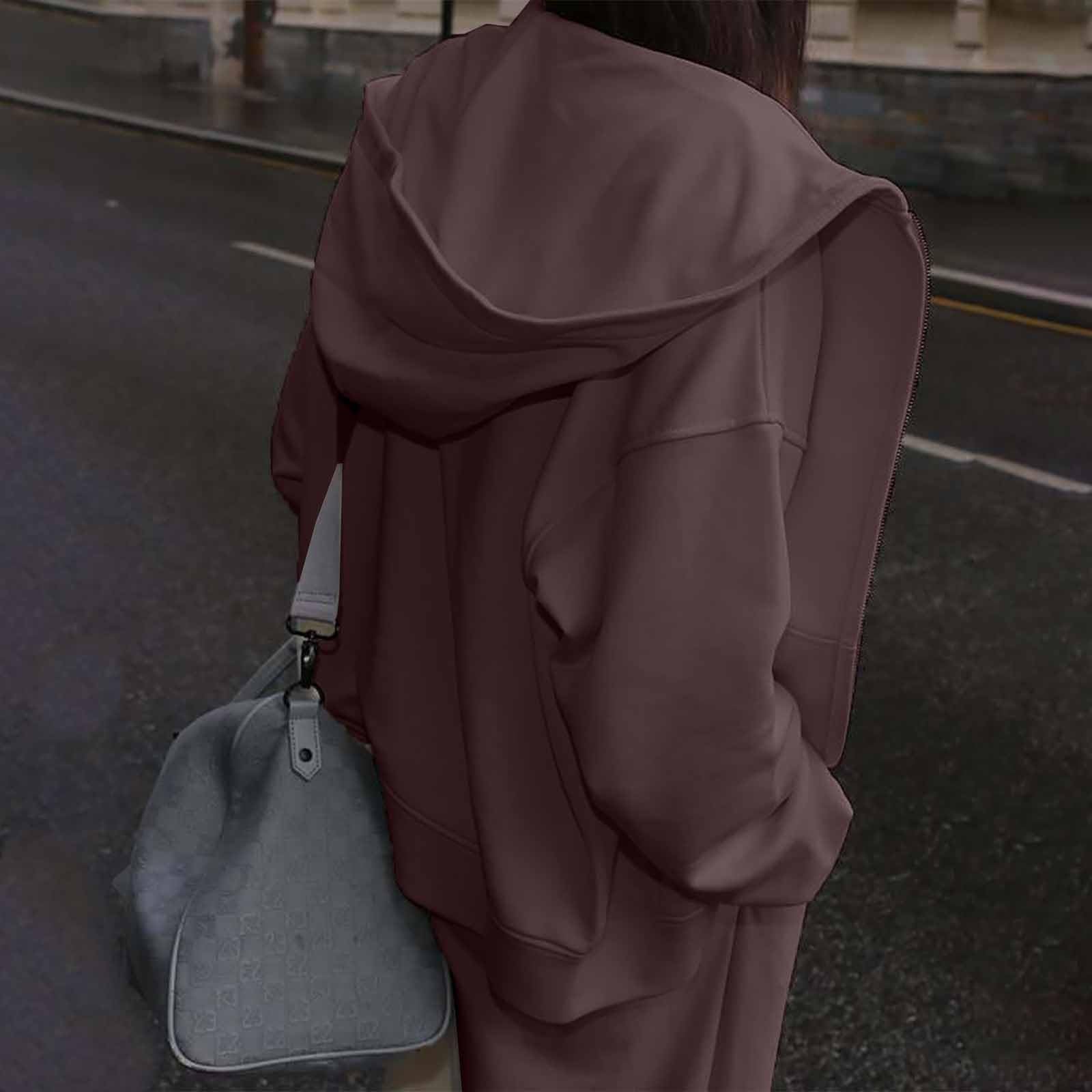 Tuta Donna Sportiva Ginnastica Felpa con Zip e Cappuccio Pantaloni