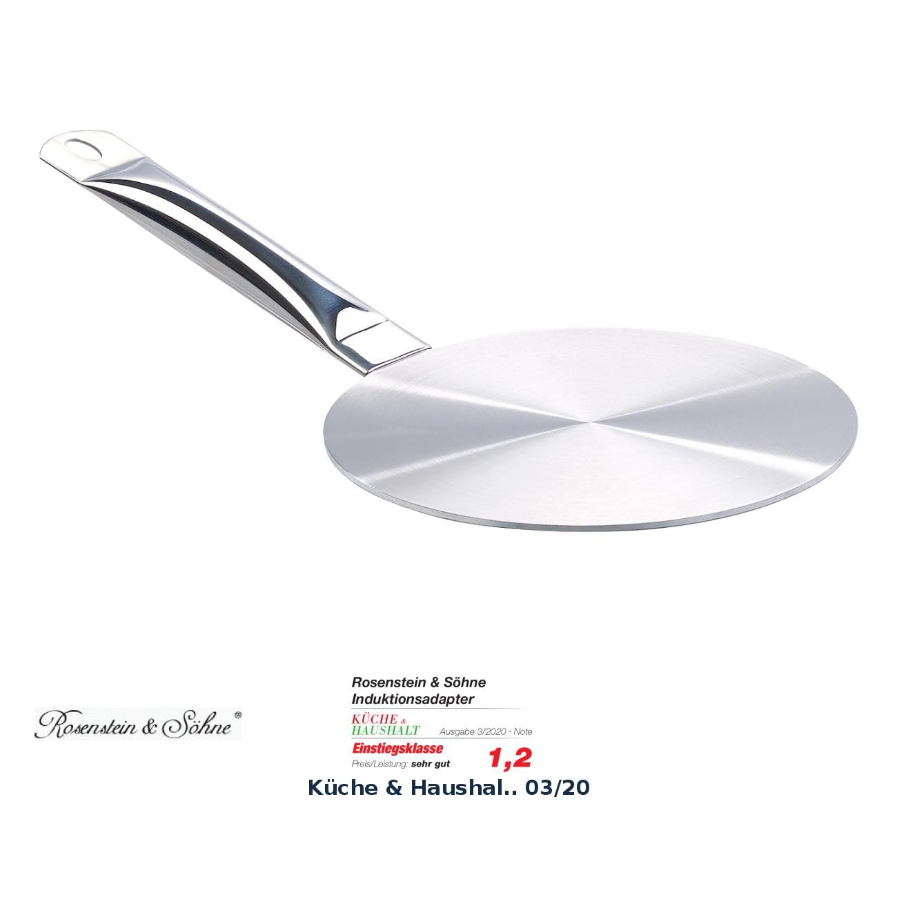 Rosenstein & Söhne Padelle da chef - adattatore induzione: Universale- Piastra adattatrice per piani cottura a induzione, Ø 20 cm, velocemente caldo, per tutti i tipi di pentole (piastra a)