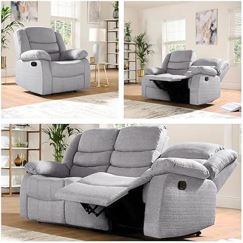 SORRENTO Grey Fabric Recliner Sofa Set Cover