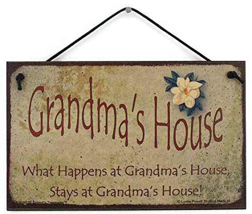 5X8 Vintage Style Sign With Magnolia Flower Saying, "Grandma's House What Happens At Grandma's House, Stays At Grandma's House!" Decorative Fun Universal Household Family Signs For Grandmothers (5X8) #TOP8