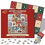 Advent Calendar 2025 Christmas Puzzles for Adults 1000 Pieces, Countdown Calendar Christmas Stamp Puzzle, 24 Days of Christmas Advent Calendar Vintage Holiday Jigsaw Puzzles