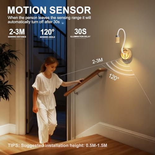 Aplique de Pared LED Madera Oscura Regulable Táctil Giratorio 360 Grados 2