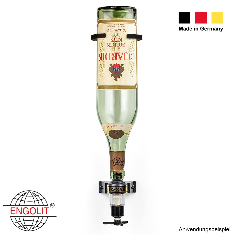 3-Liter-Flaschenhalter, Schwarz (inkl. 2,0 cl Drehkreuz-Dosierer) für Lange/große Flaschen ab 40 cm | Made in Germany