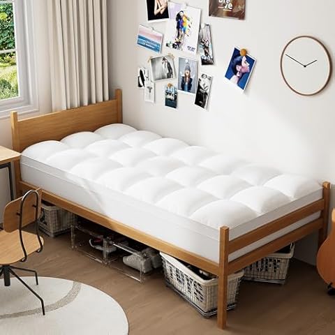 ELEMUSE Cooling Twin XL Mattress Topper for College Dorm, Thick Extra Long Twin Mattress Pad Cover, Plush Breathable Pillowtop with 8-21 Inch Deep Pocket, Overfilled 3D Snow Down Alternative Filling Cover