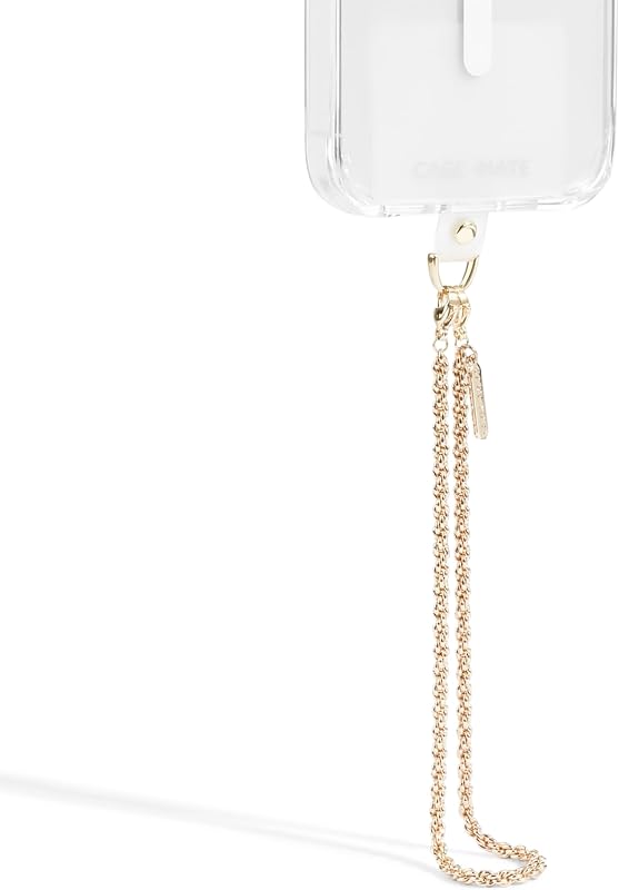 Charm para teléfono con cadena de cuerda dorada - Cadena de eternidad | Correa de teléfono antirrobo desmontable - Correa de muñeca manos libres para iPhone para mujer - Pulsera de cadena para teléfono para Galaxy, Pixel y más