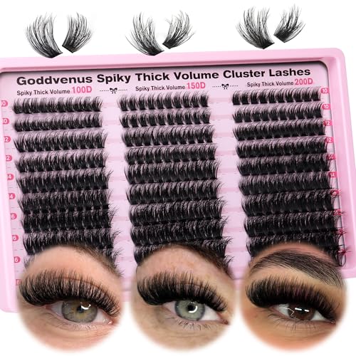 Image of Fluffy Lash Clusters 100-150-200D Volume Eyelash Clusters 10-16mm Wispy Individual Lashes D Curl Cluster Eyelash Extensions 300pcs DIY Lash Extensions(D Curl 300pcs)