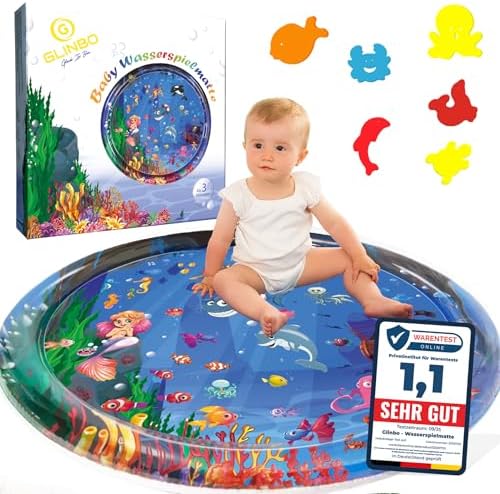 Glinbo Wassermatte Baby XXL (100cm), BPA-freie Wasserspielmatte zur Förderung der Bauchlage, Spielzeug für Babys ab 3 Monaten