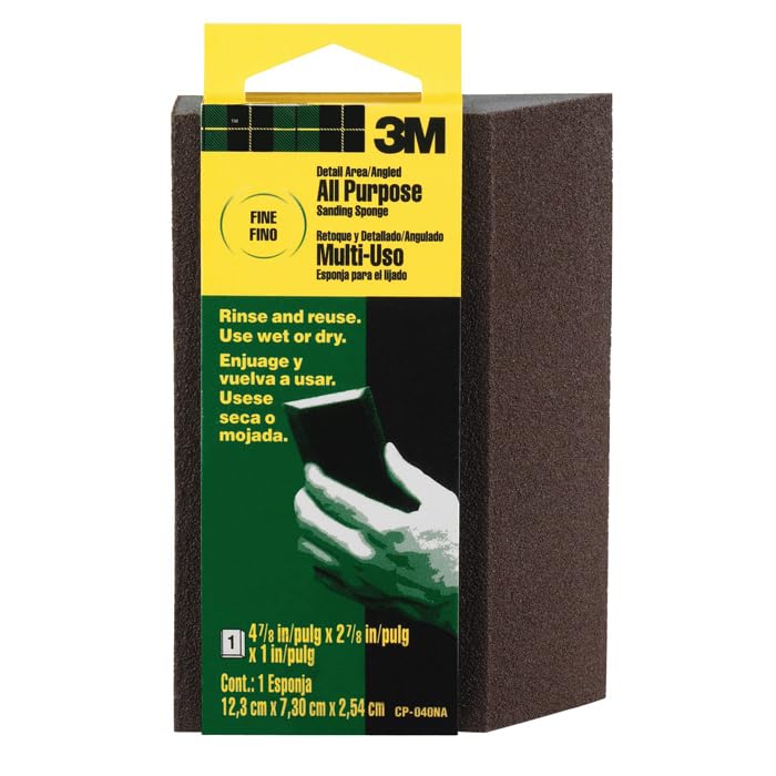24-Pack of 4-7/8” x 2-7/8” x 1” 3M CP-040 Sandblaster Detail Area Angled Sanding Sponge, Fine
