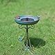 dreamysoul Vogeltränke, 30,5 cm Durchmesser, Schüssel, Metall-Vogeltränke mit Futterspender, Sockel, Vogeltränke für draußen, Garten, Terrasse, Hof (Bronze)