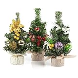 Kesote 3X Weihnachtsbaum Künstlich Klein Tannenbaum Geschmückt Christbaum Mini Weihnachtsdeko Advent Weihnachten (22 x 11 cm)