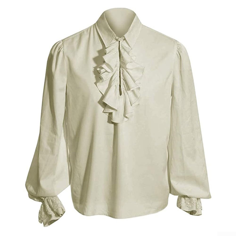 Blusa medieval de manga larga para hombre y estilo pirata 4
