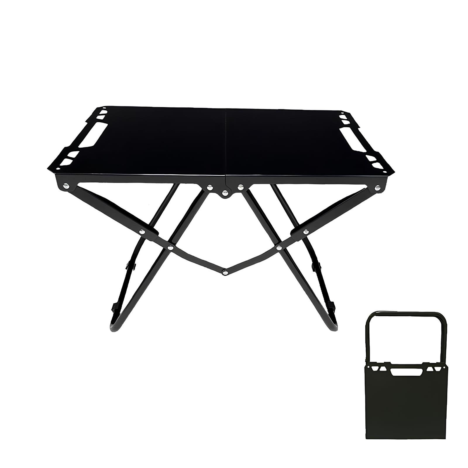 Table de camping noire pliable et légère en acier au carbone