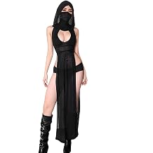 Gothic Succubus High Slit Hooded One Piece Rave Dress for Women