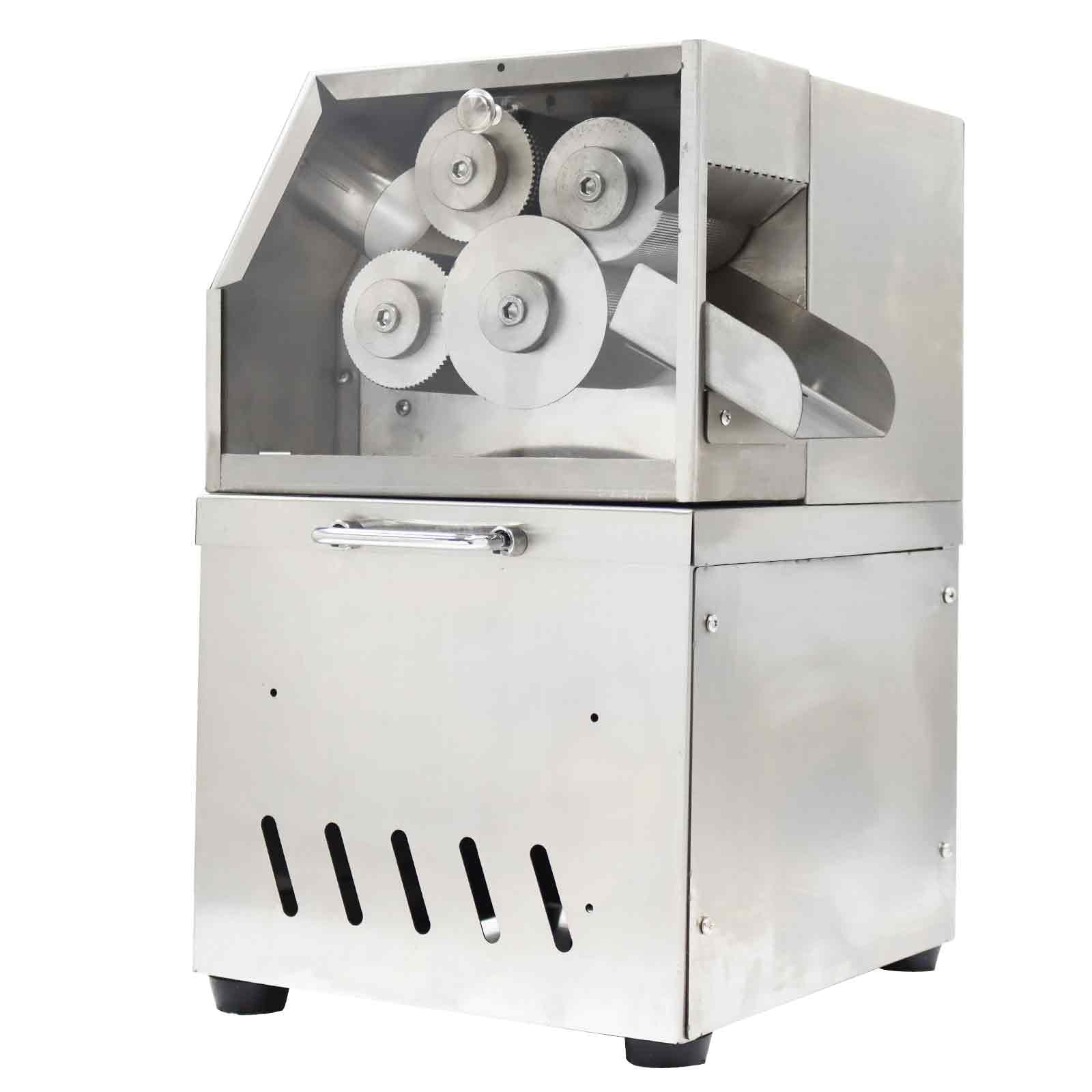 Exprimidor eléctrico vertical de jengibre de caña de azúcar de 110 V/24 V con 4 rodillos, alto rendimiento de jugo, capacidad de trituración de caña de azúcar de 330.7 lbs/H, exprimidor de 8