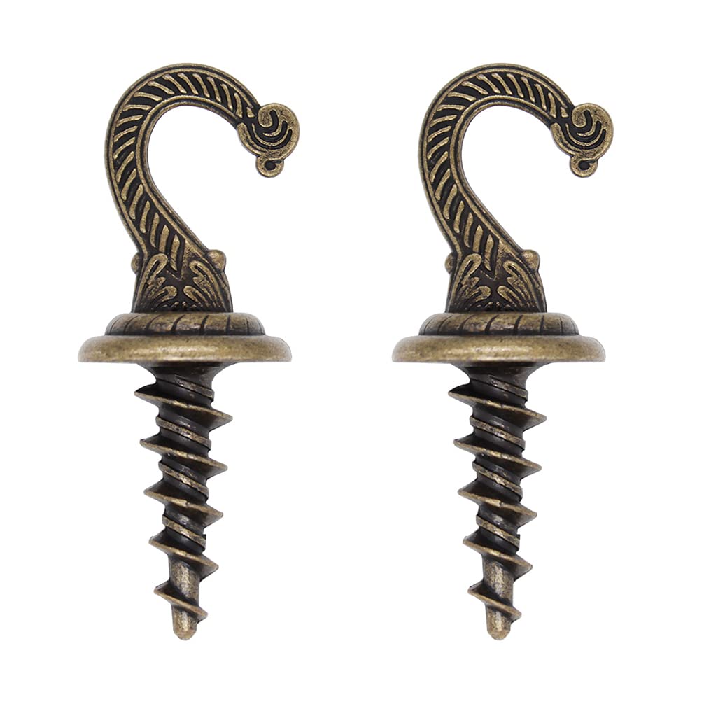 Heavy Duty Swag Hooks - 2 Pack Antique Brass Ceiling & Wall Hooks For Hanging Plants, Lights & More - View #5