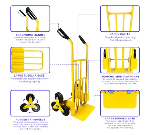 Image of Welbuilt Steel Stair Climbing Hand Truck with 250 kg Capacity Foldable Stack Truck (250 KG Stair Climbing)
