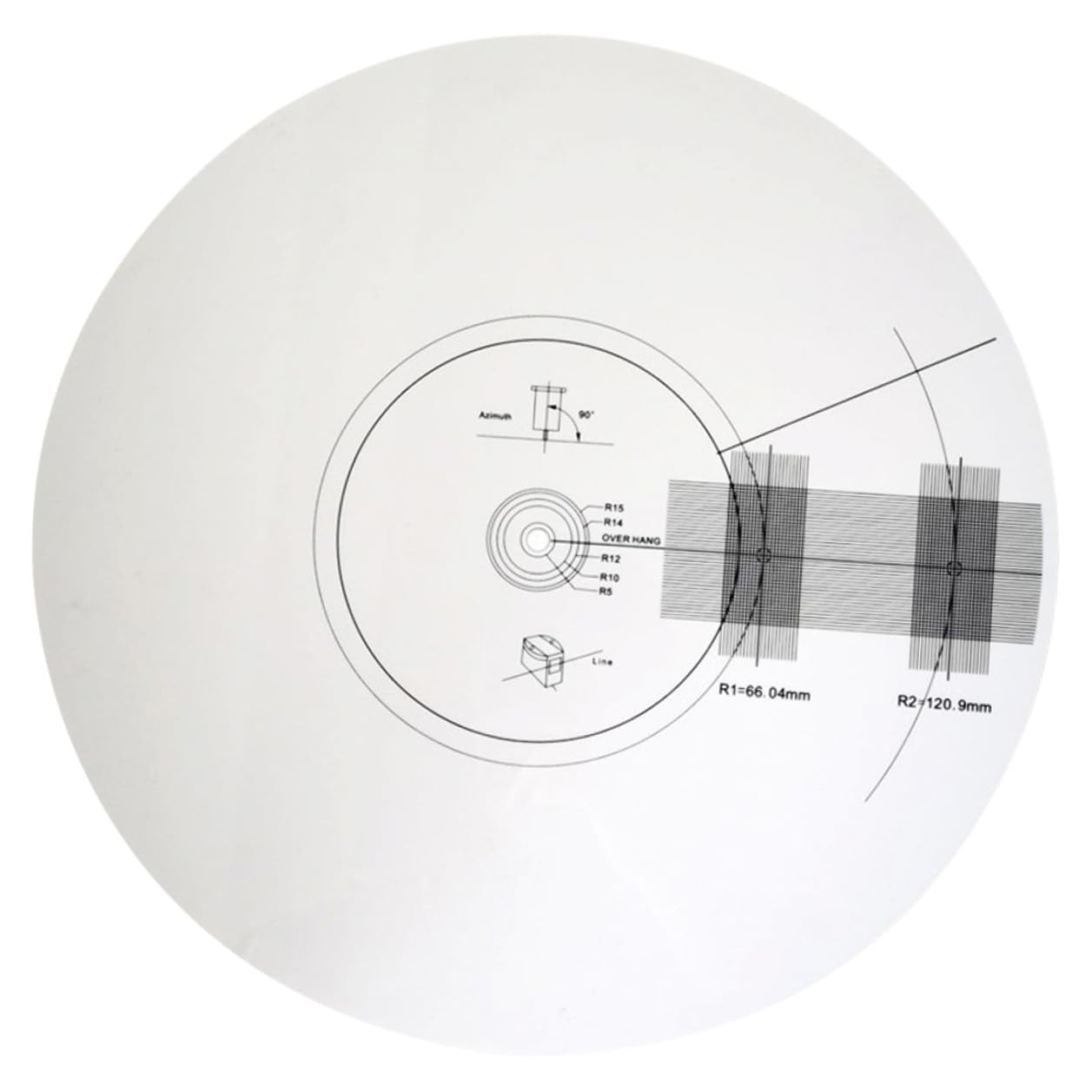 Tofficu Piastra di Calibrazione del Disco in Vinile Accessorio per Giradischi Strumento di Regolazione del Pickup Misuratore della Distanza Tappetino Goniometro per Allineamento Adatto