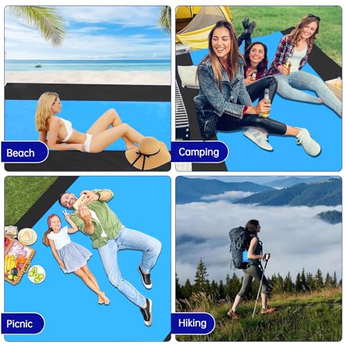 AUXHCYL Beach Blanket Beach Mat, 200x250cm Picnic Blanket Large, Sandless Beach Blanket Waterproof Sandproof,with 4 Stakes for 5-8 Adults,Lightweight Beach Accessories,Camping,Outdoor Essentials - Image 6