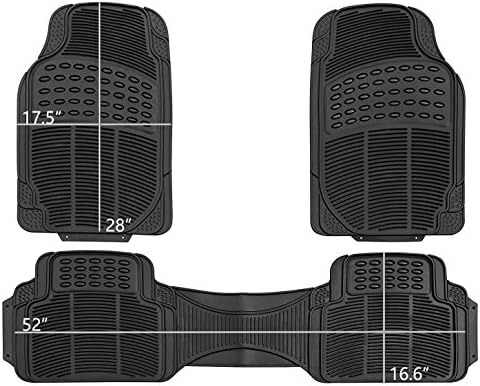 West Coast Auto Universal Rubber Floor Mats for Car, SUV, Van & Trucks (3-Piece, Black)