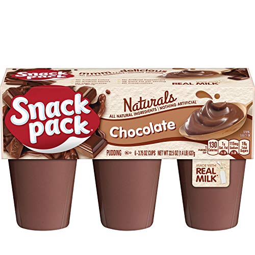 Snack Pack Chocolate Naturals Pudding Cups, 6 Count, 8 Pack