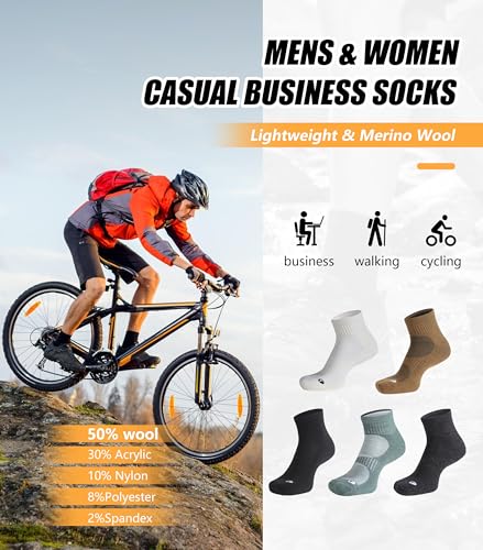 Image of Merino Wool Ankle Socks, Men's Women's 90% Wool Athletic Thin Running Moisture Wicking Socks, 3 Pairs