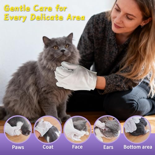 Pet Wipes, Cleaning Glove Wipes for Dogs & Cats Hypoallergenic, Lick-Safe, Full-Body Grooming & Deodorizing Wipes for Daily Care, Home & Outdoor Use (20 Counts) - Image 5