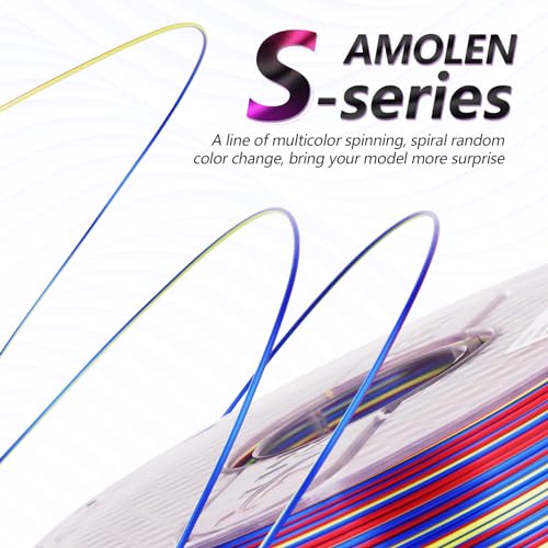 Image of AMOLEN Silk PLA 3D Printer Filament, Shiny Multicolor Rainbow PLA Filament 1.75mm, Fast Color Change PLA 3D Printing Filament for Most FDM 3D Printer, Blue Red YellowGreen