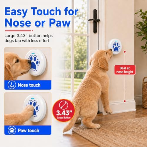 ChunHee Dog Bells Potty Training - Dog doorbell with 36 Custom Sounds Chew-Proof & Adjustable Volume (0-115dB) Puppy Training to Go Outside (Blue, 1 Pack) - 5