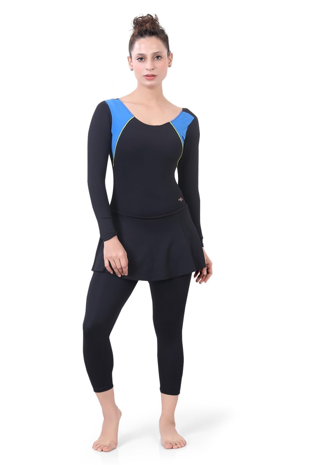 sportzy Women's Full Body Swimming Costume | Wide Scoop Neck | Frock Style One-Piece | Full Sleeves & 3/4th Length Slacks | Quick Dry | UV Protection | 4-Way Stretch Polyester Lycra-picture-43