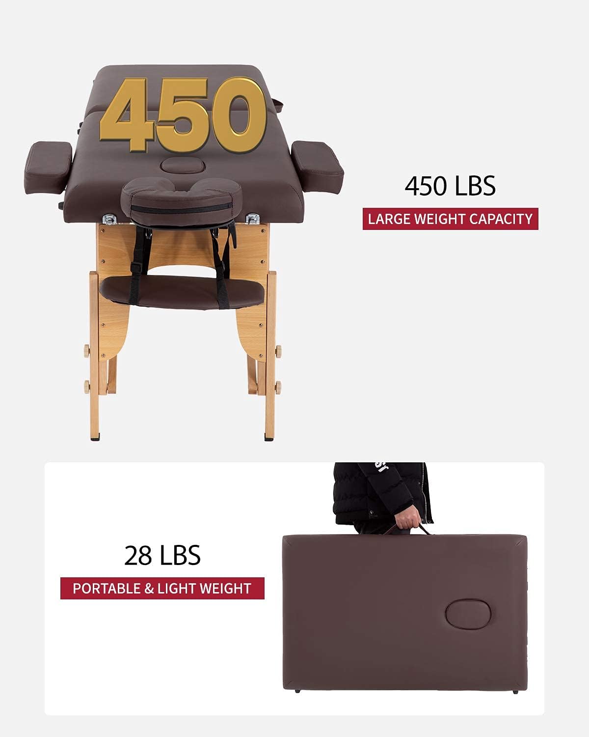 BestMassage Massage Bed Portable Massage Table 2 Folding Lash Bed Height Adjustable 24 Inch Wide Spa Table with Non-Woven Bag for Spa Footmassage Facial CareSpa Tattoo: BestMassage Massage Bed Portable Massage Table 2 Fold Lash Bed Heigh Adjustable SPA Bed 24 in Wide Salon Face Cradle Bed with Non-Woven Bag for Spa Footmassage Facial CareSpa Tattoo