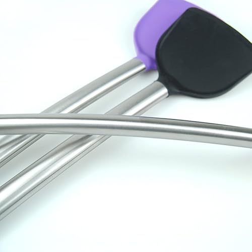 Miniatura 7 de Espátula de silicona para servir de silicona, utensilios de cocina antiadherentes, utensilios de cocina de acero inoxidable, cuchara de mesa de