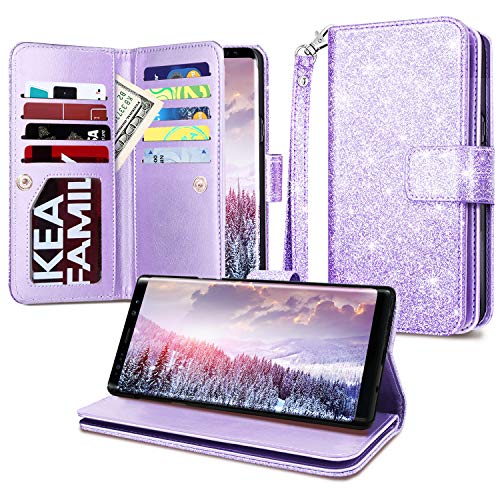 Note 9 Wallet Case,Galaxy Note 9 Case,Casewind Samsung Galaxy Note 9 Case for Women Leather Note 9 Flip Cover with [Kickstand] [Magnetic Closure] [Card Slot] [Hand Strap] Protective Note 9 Case,Purple