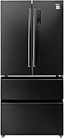 VEVOR 18.9 Cu Ft Counter Depth French Door Refrigerator Frost-Free Bottom Freezer Black