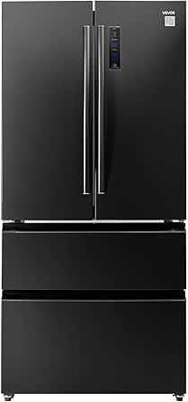 VEVOR French Door Refrigerator, 18.9 Cu. Ft., Counter Depth, Frost-Free, Black