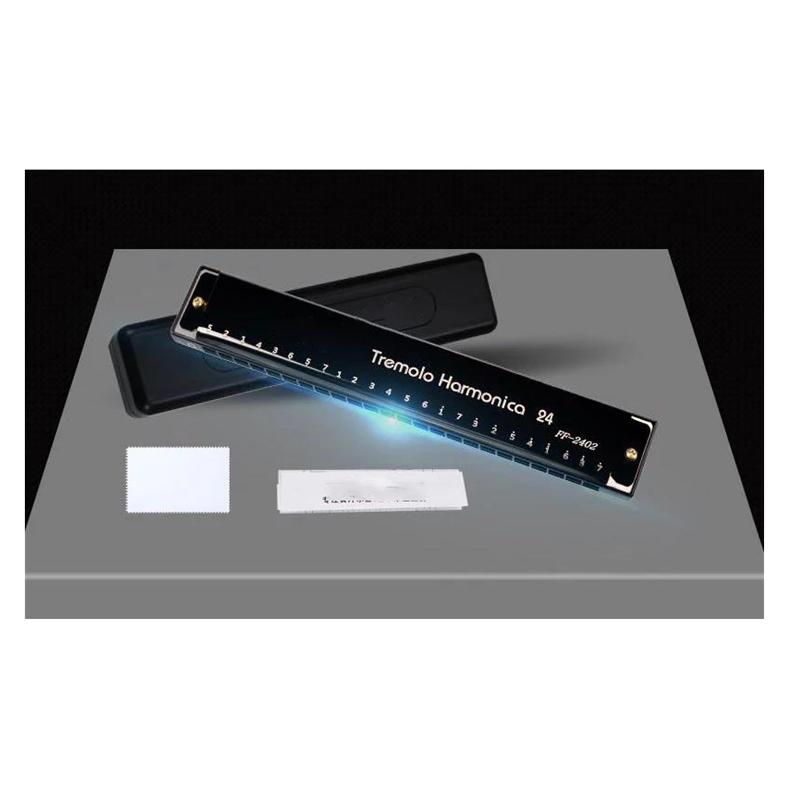 mundharmonika set 24-Loch-Mundharmonika Metallmund Musikinstrument Anfänger Unterricht Spielen Geschenk Kupferkern Harmonium Blues(Black)