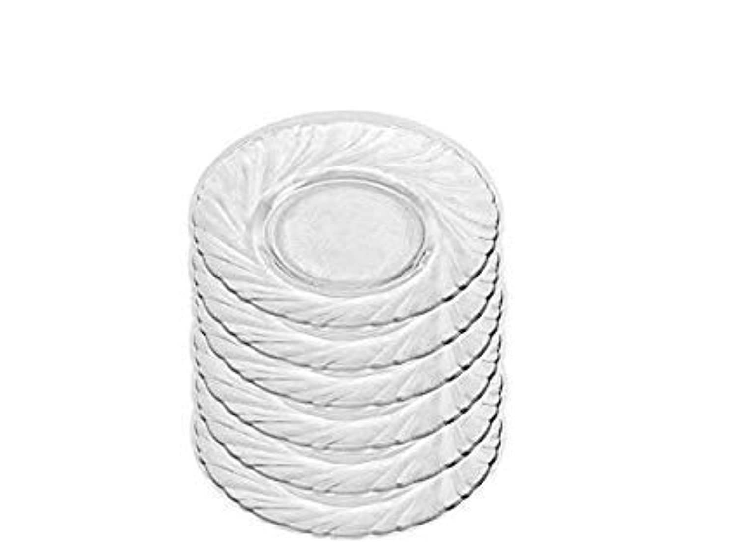 MEHUL Wave 18 cm Glass Dinner Plate (Set of 6, Transparent)