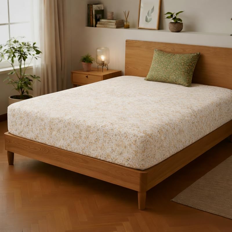 Image of Utopia Bedding Poly Cotton Floral Single Size Bedsheet Set with Bedsheet & 1 Pillow Covers, Ultra Soft Cotton(Brown) 155x228 CM